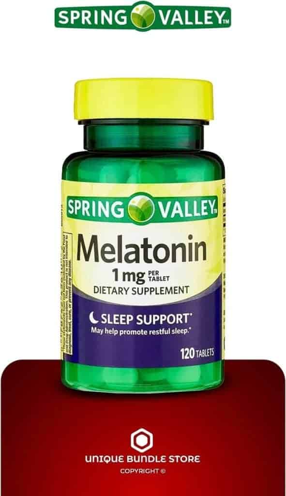 Spring Valley Melatonin 1 mg, Tablets Dietary Supplement, Melatonin 1 mg Tablets, 120 Count + 7 Day Pill Organizer Included (Pack of 1)