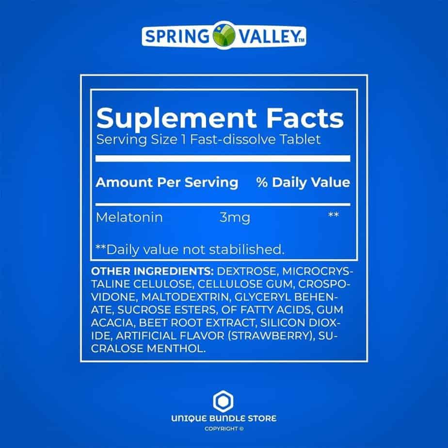 Spring Valley, Melatonin 3mg, Strawberry Flavor Fast-Dissolve Dietary Supplement, Natural Sleep Aids for Adults Tablets,120 Count + 7 Day Pill Organizer Included