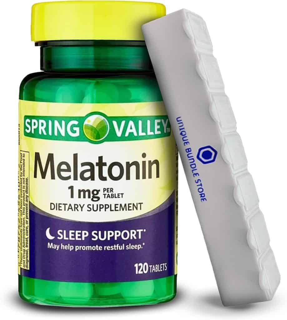 Spring Valley Melatonin 1 mg, Tablets Dietary Supplement, Melatonin 1 mg Tablets, 120 Count + 7 Day Pill Organizer Included (Pack of 1)