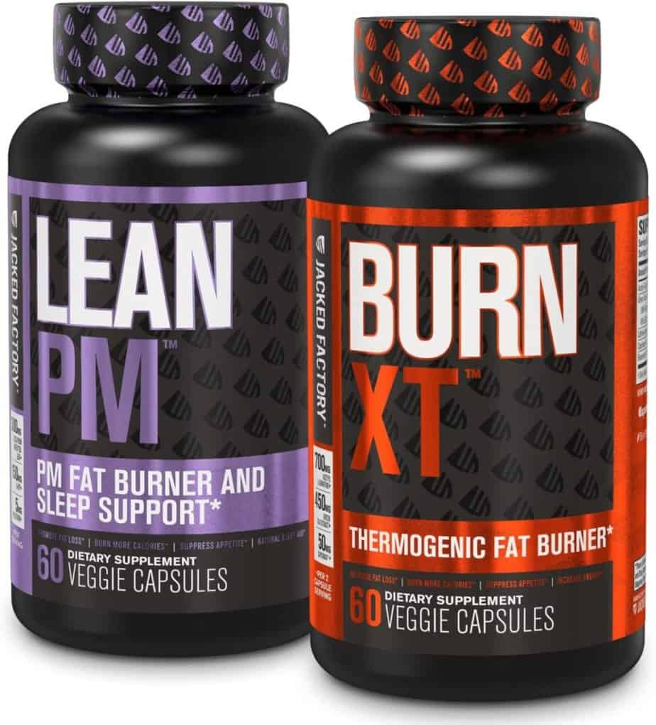 Jacked Factory Burn XT Thermogenic Fat Burner  Lean PM Nighttime Weight Loss Supplement for Men  Women 60 Veggie Diet Pills