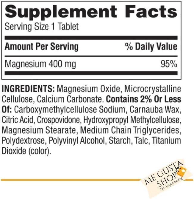 Spring Valley Essential Mineral Extra Strength Magnesium Tablets Dietary Supplement Nutritional 400 mg, 250 Count + Asstd Collor Pill Organizer Me Gustas Sticker