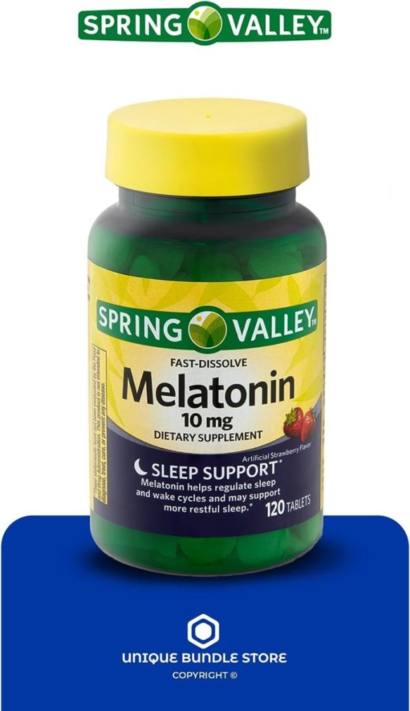 Spring Valley, Melatonin 10mg, Sleep Health Dietary Supplement Tablets, Strawberry, Sleep Aids for Adults, 120 Count + 7 Day Pill Organizer Included (Pack of 2)