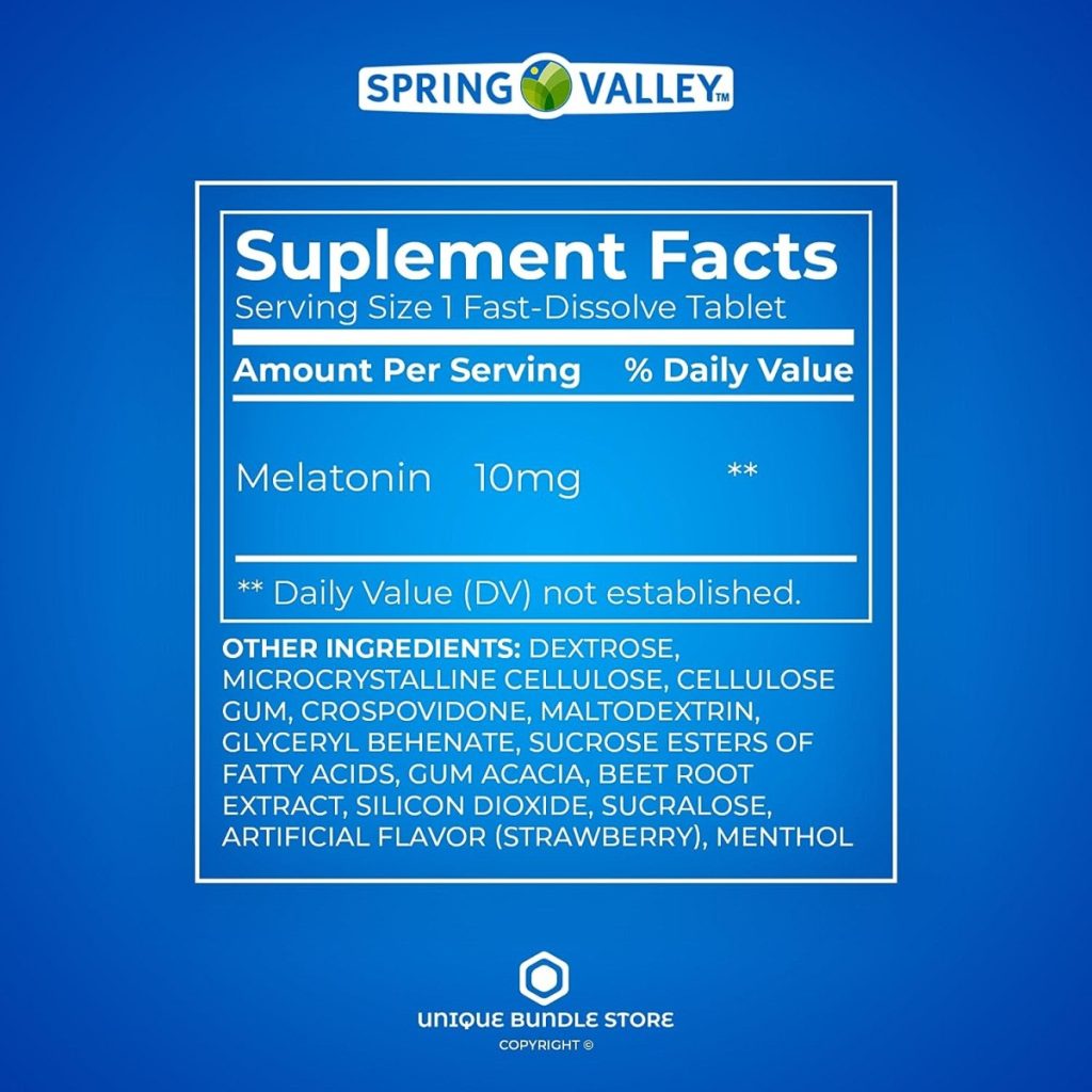 Spring Valley, Melatonin 10mg, Sleep Health Dietary Supplement Tablets, Strawberry, Sleep Aids for Adults, 120 Count + 7 Day Pill Organizer Included (Pack of 2)
